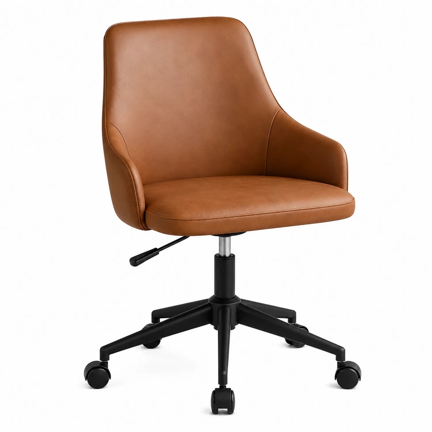 Silla de oficina de cuero sintético marrón