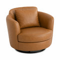 Sillón giratorio redondo de cuero PU marrón 80x85x78 cm