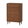 Cómoda de Madera con 5 Cajones de Nogal 80x40x120 cm