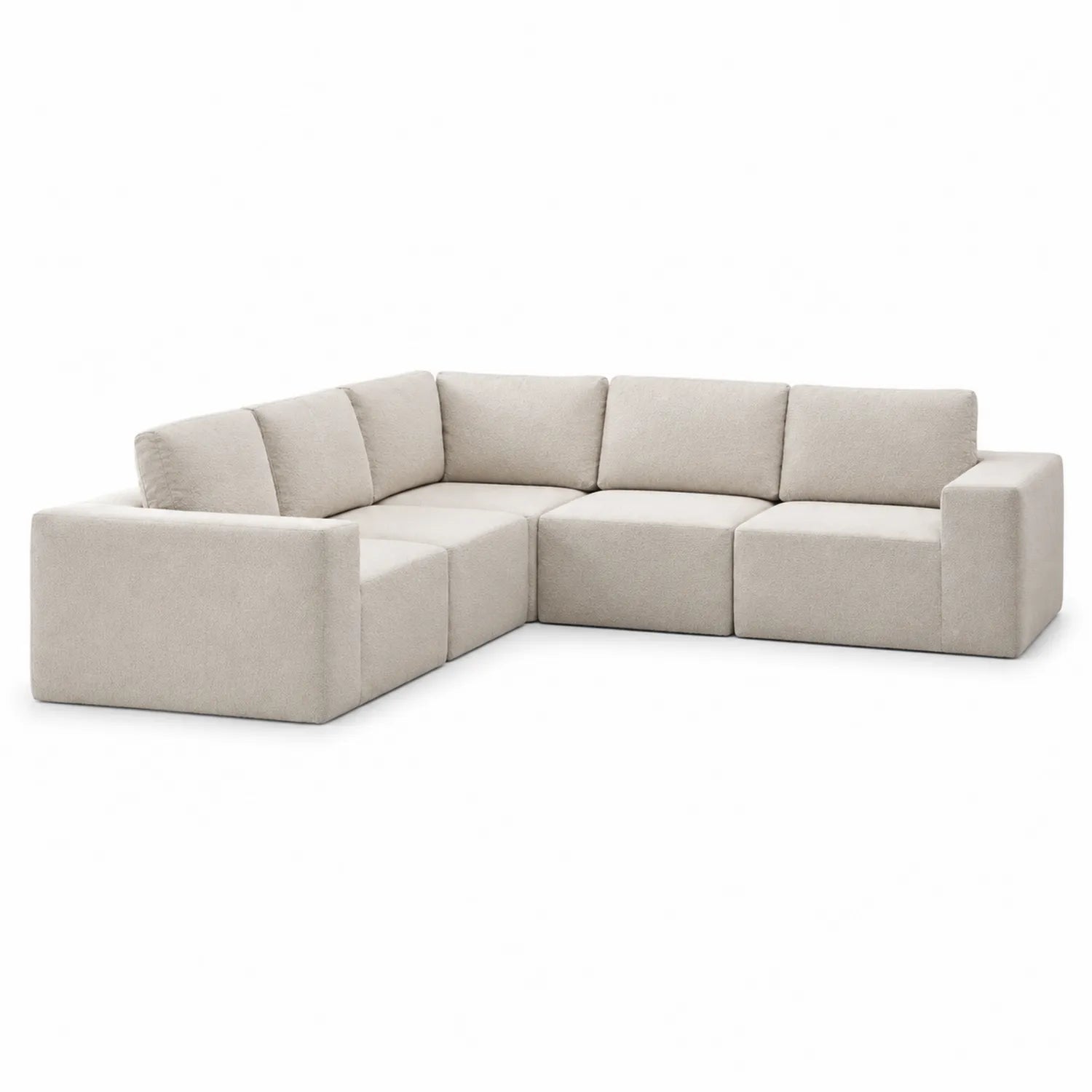 Sofá modular en forma de L de tela poliéster Beige