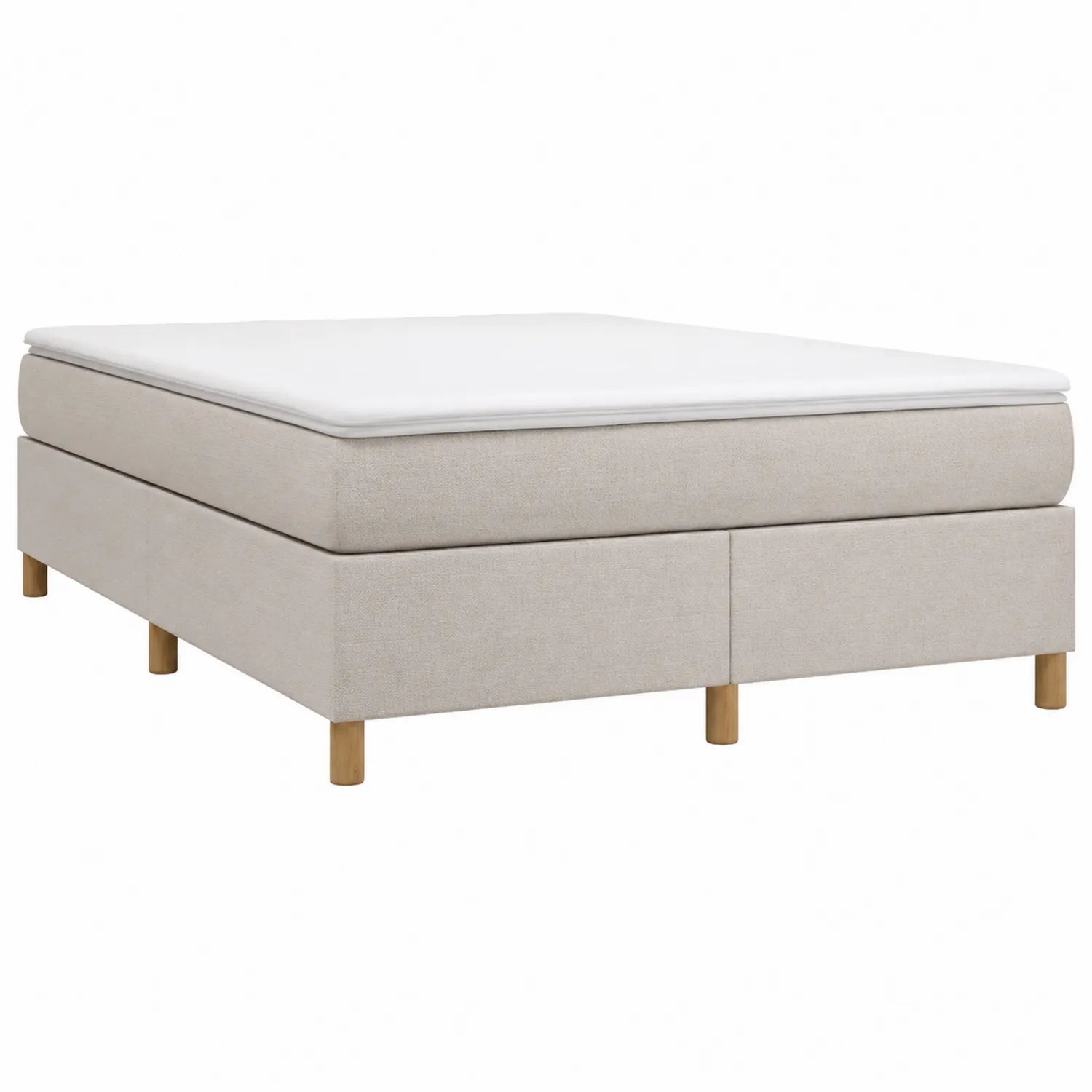 Cama tapizada beige 200x160 cm con patas de madera