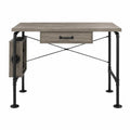 Escritorio de madera y metal con gaveta 120x60x75 cm Marrón/Negro