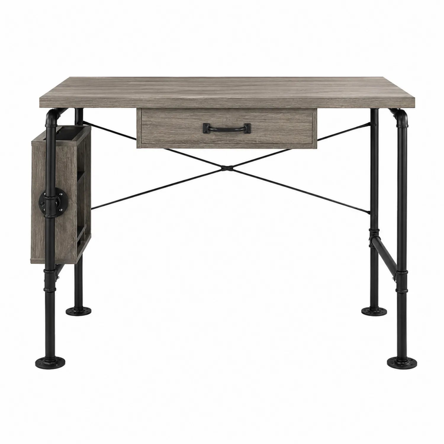 Escritorio de madera y metal con gaveta 120x60x75 cm Marrón/Negro
