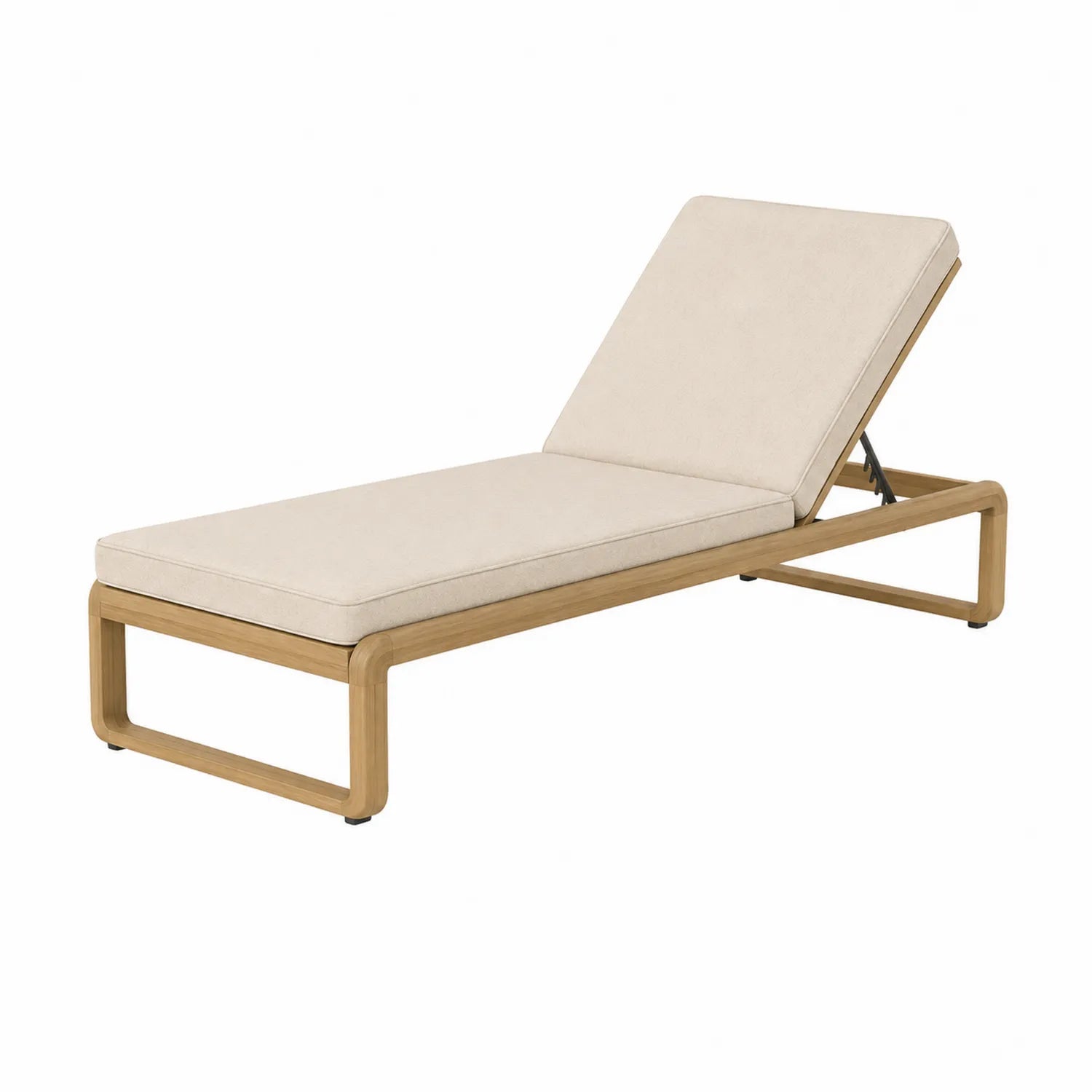 Tumbona de Madera y Cojines Beige