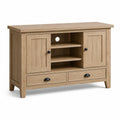 Mueble de TV de madera de pino con puertas y cajones 120x40x80 cm