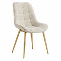 Silla de Tela Chenilla Beige con Patas Metálicas Doradas