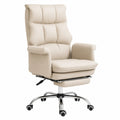 Silla de oficina de cuero PU con reposapiés ajustable Beige