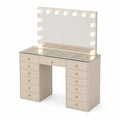 Tocador de Dormitorio con Espejo e Iluminación LED Beige