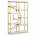 Estantería de acero y MDF con diseño geométrico dorado y blanco 200x150x35cm