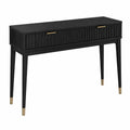 Mesa consola de madera con detalles dorados 120x40x80 cm
