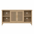 Mueble para TV de madera con puertas de ratán 120x40x60cm
