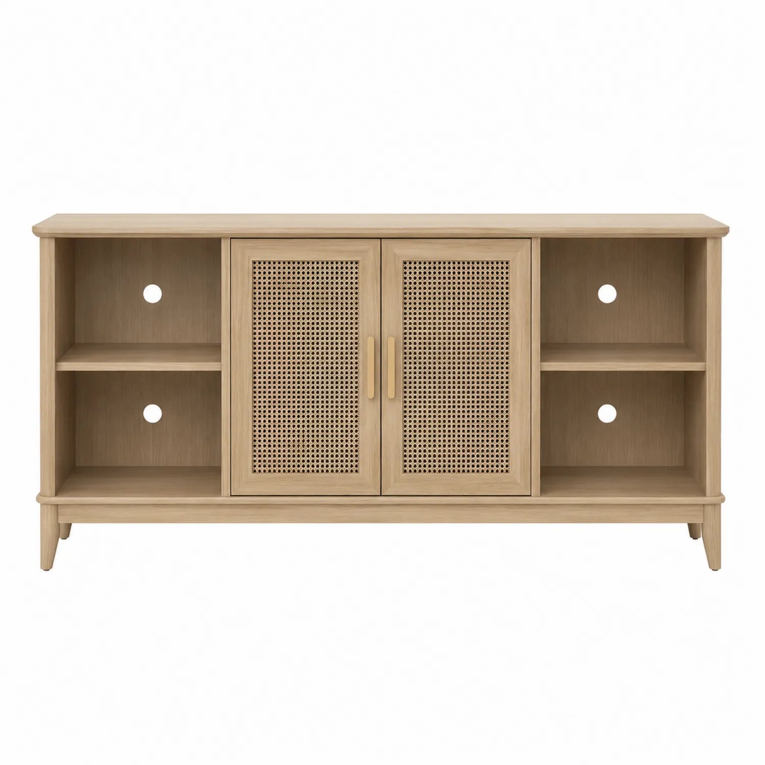 Mueble para TV de madera con puertas de ratán 120x40x60cm