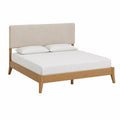 Cama de madera con cabecera tapizada Beige 200x160 cm