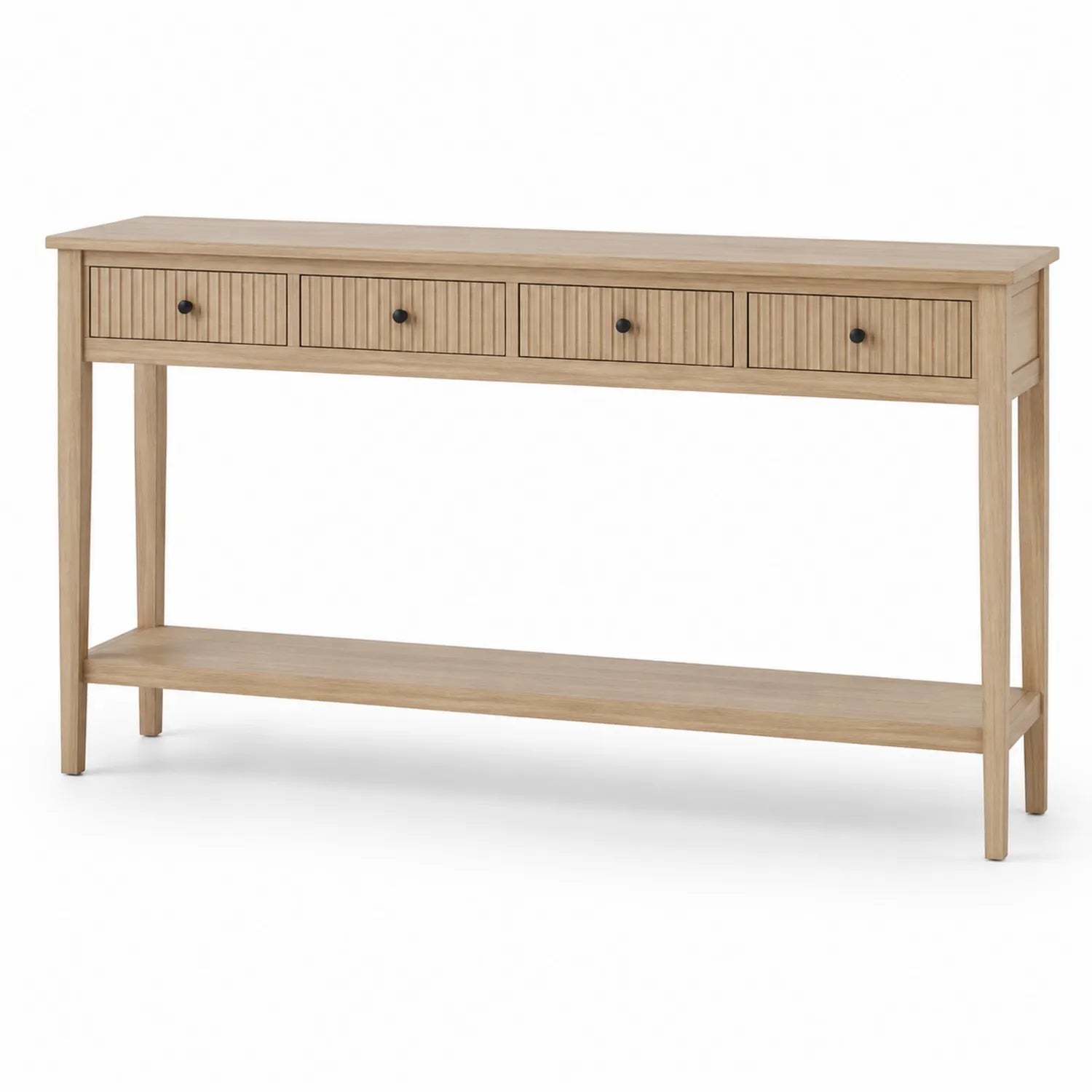Mesa de consola de madera con cajones y estante