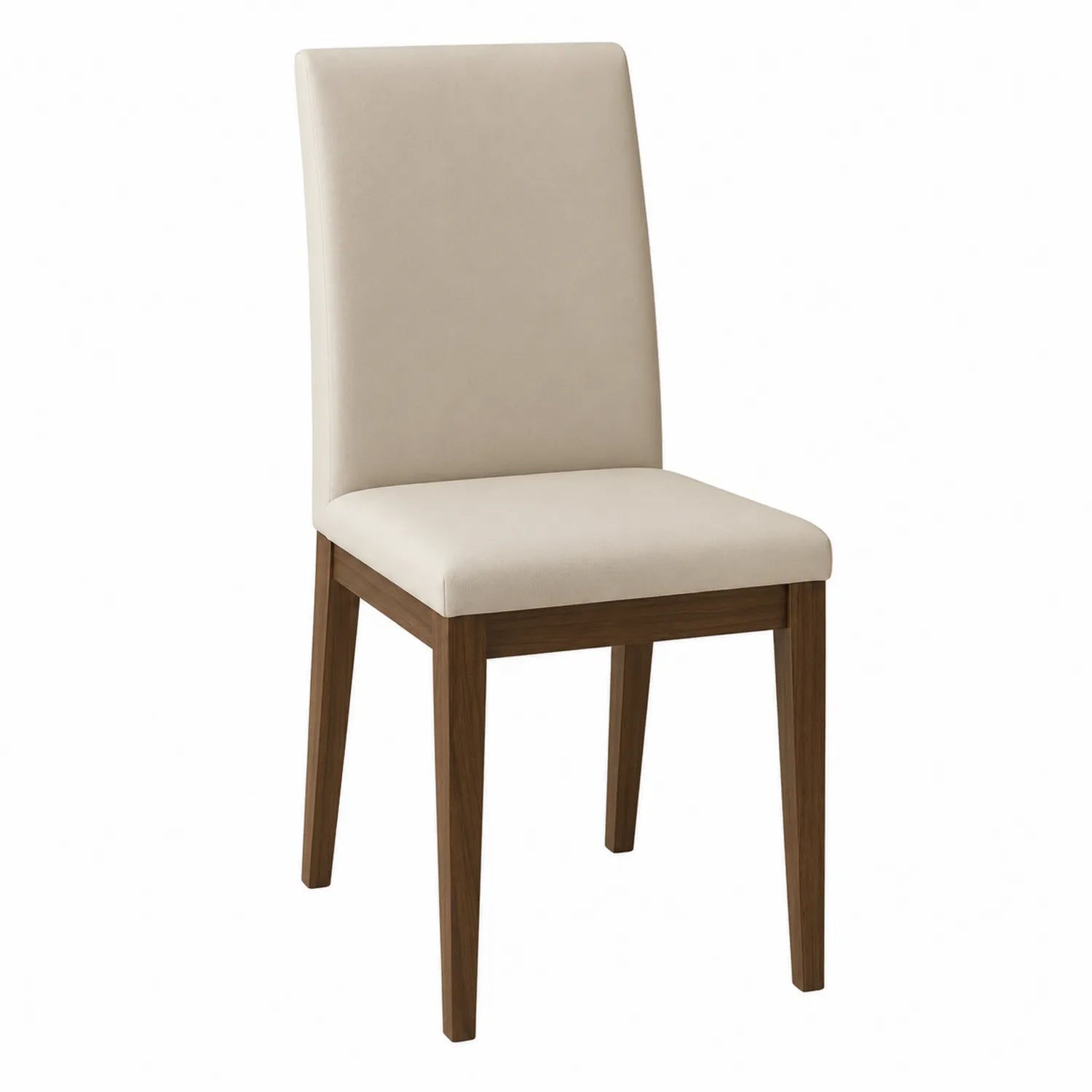 Silla de comedor de madera tapizada en poliéster beige
