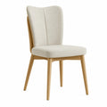 Silla de comedor de tela beige con estructura de madera