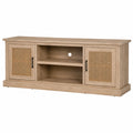 Mueble para TV de Madera con Puertas de Mimbre 152x40x55 cm