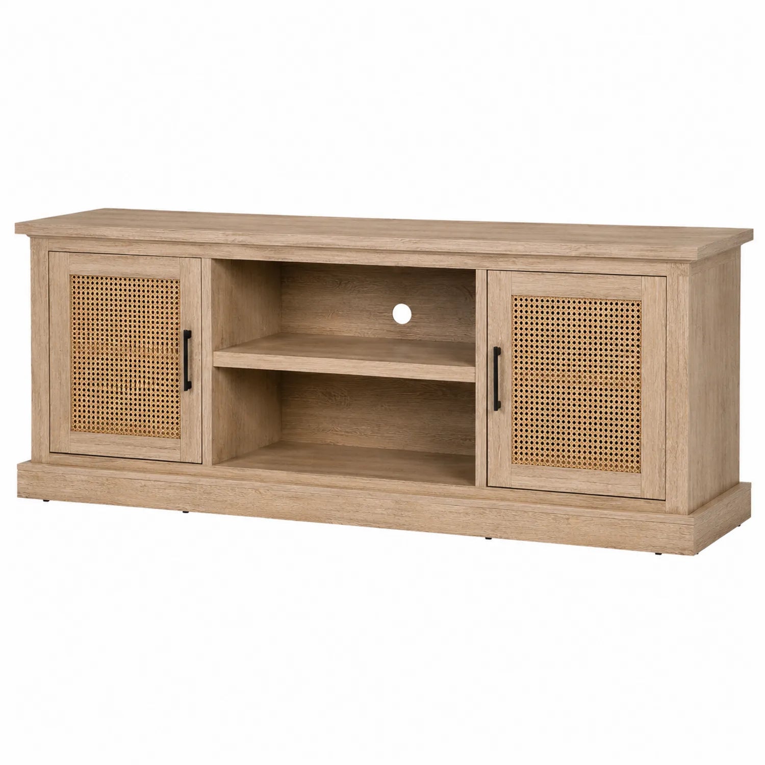 Mueble para TV de Madera con Puertas de Mimbre 152x40x55 cm