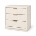 Mesita de noche de 3 cajones de MDF color Blanco Crema