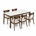 Conjunto de mesa de comedor de mármol y sillas de madera