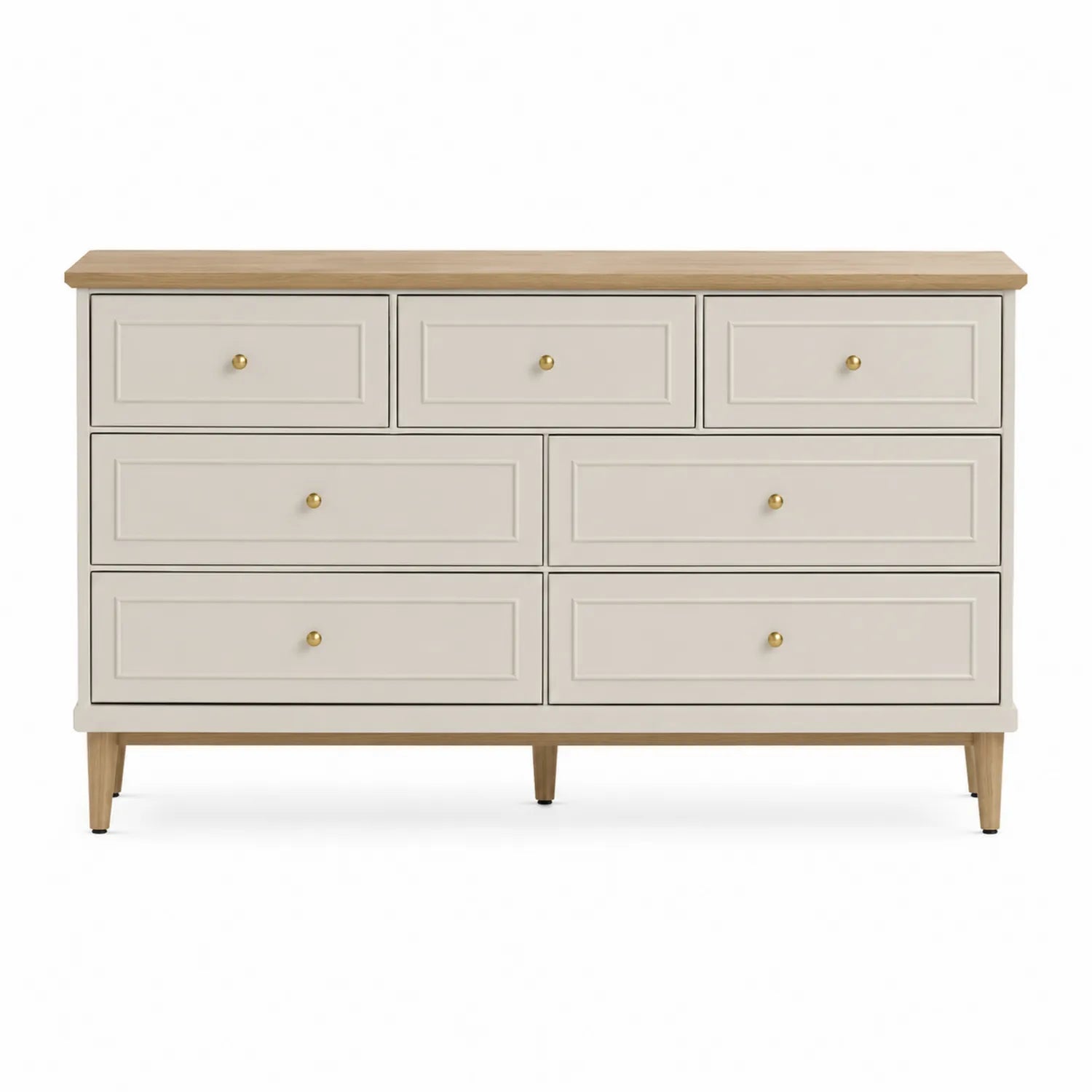 Cajonera de Madera Rectángula Beige con 7 Cajones