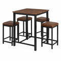 Juego de Mesa y Taburetes de Madera y Metal Marrón/Negro 4 Piezas