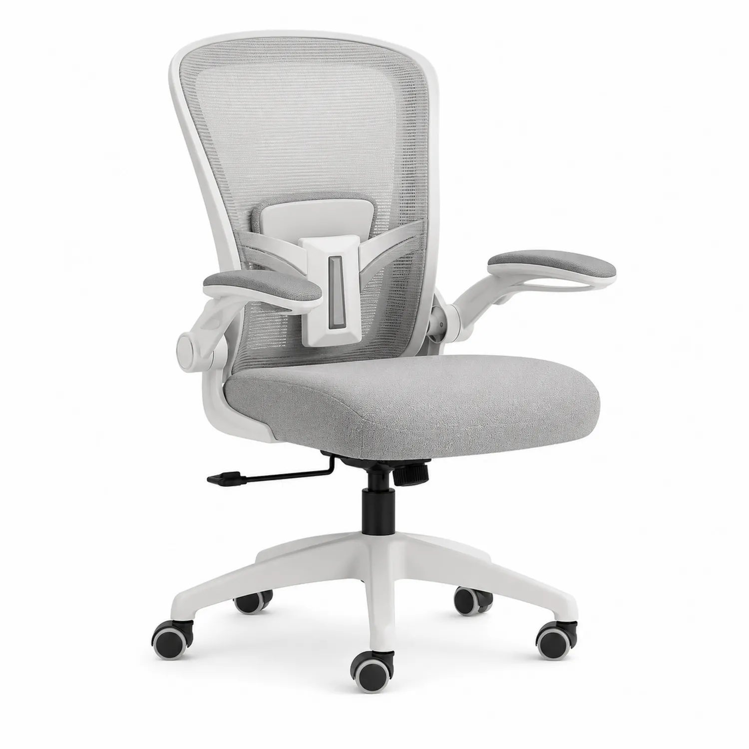 Silla ergonómica de oficina con malla y tela gris