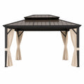 Gazebo de Aluminio con Cortinas de Poliéster 3x3 m