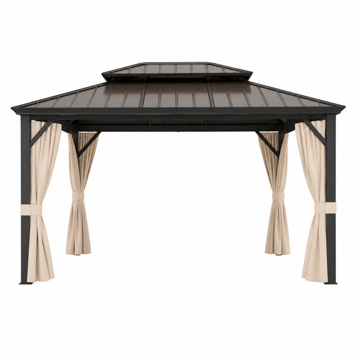 Gazebo de Aluminio con Cortinas de Poliéster 3x3 m