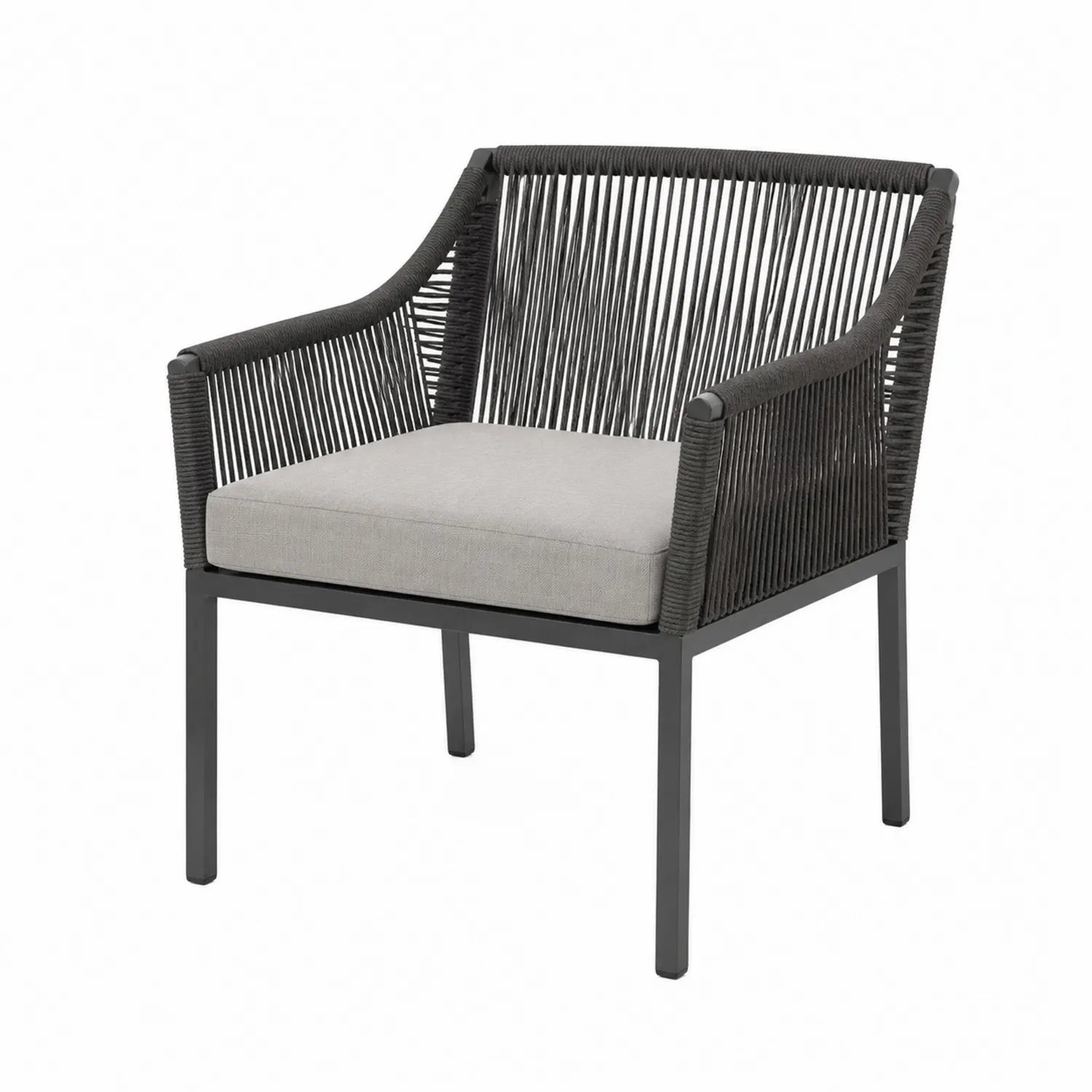 Silla de exterior de aluminio con cojín gris