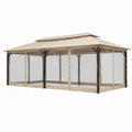 Carpa Pabellón de Jardín Rectangular 6x3 m Acero y Poliéster Beige con Mosquitero