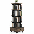Estantería giratoria de MDF Marrón y Negro con Ruedas 40 cm x 140 cm