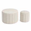 Set de reposapiés redondos de tela beige grande y pequeño