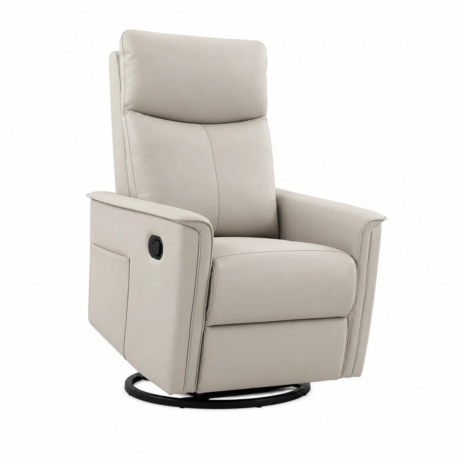 Sillón reclinable de cuero sintético con base giratoria