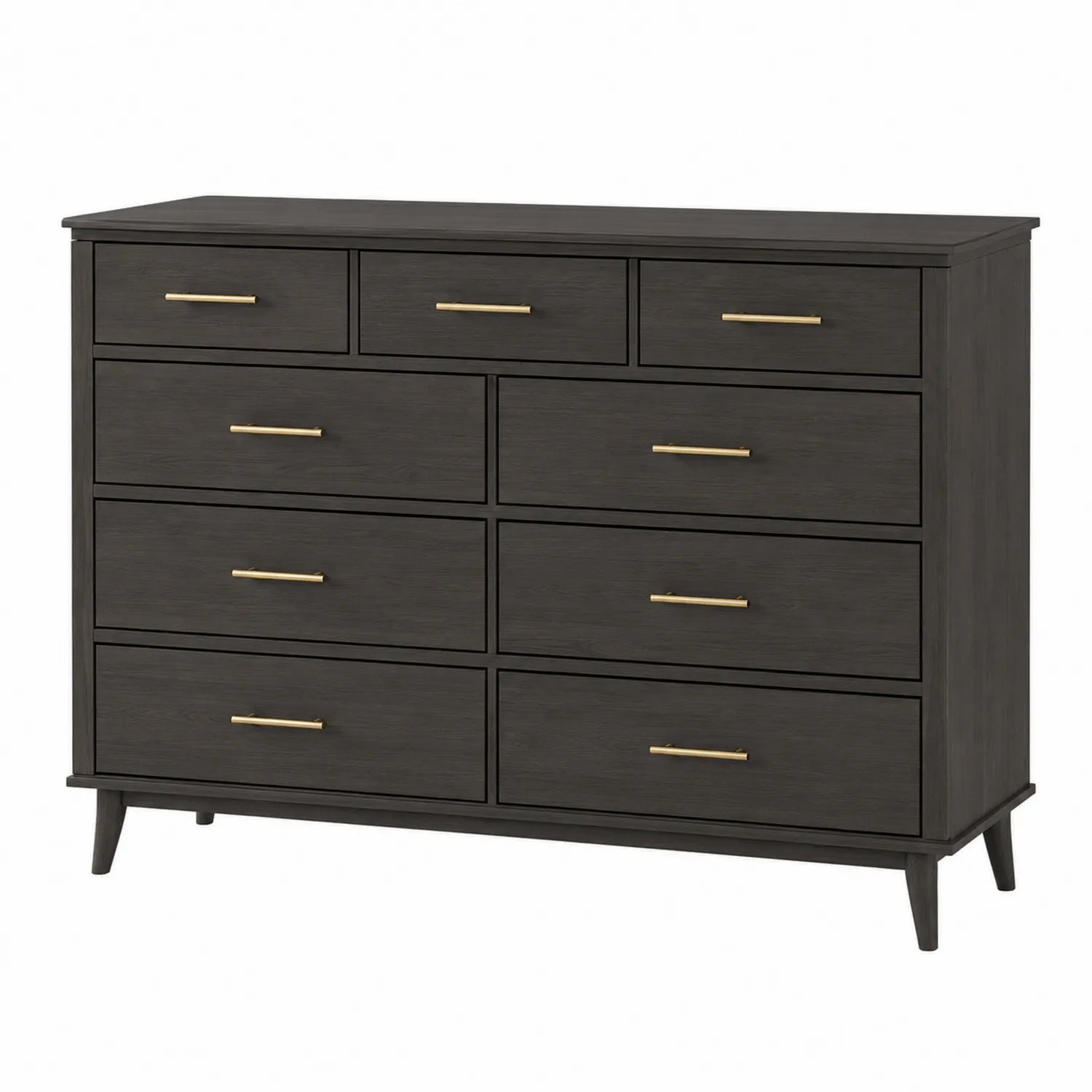 Cómoda de madera con 9 cajones marrón oscuro