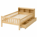 Cama individual de madera de pino con almacenamiento 200x90 cm