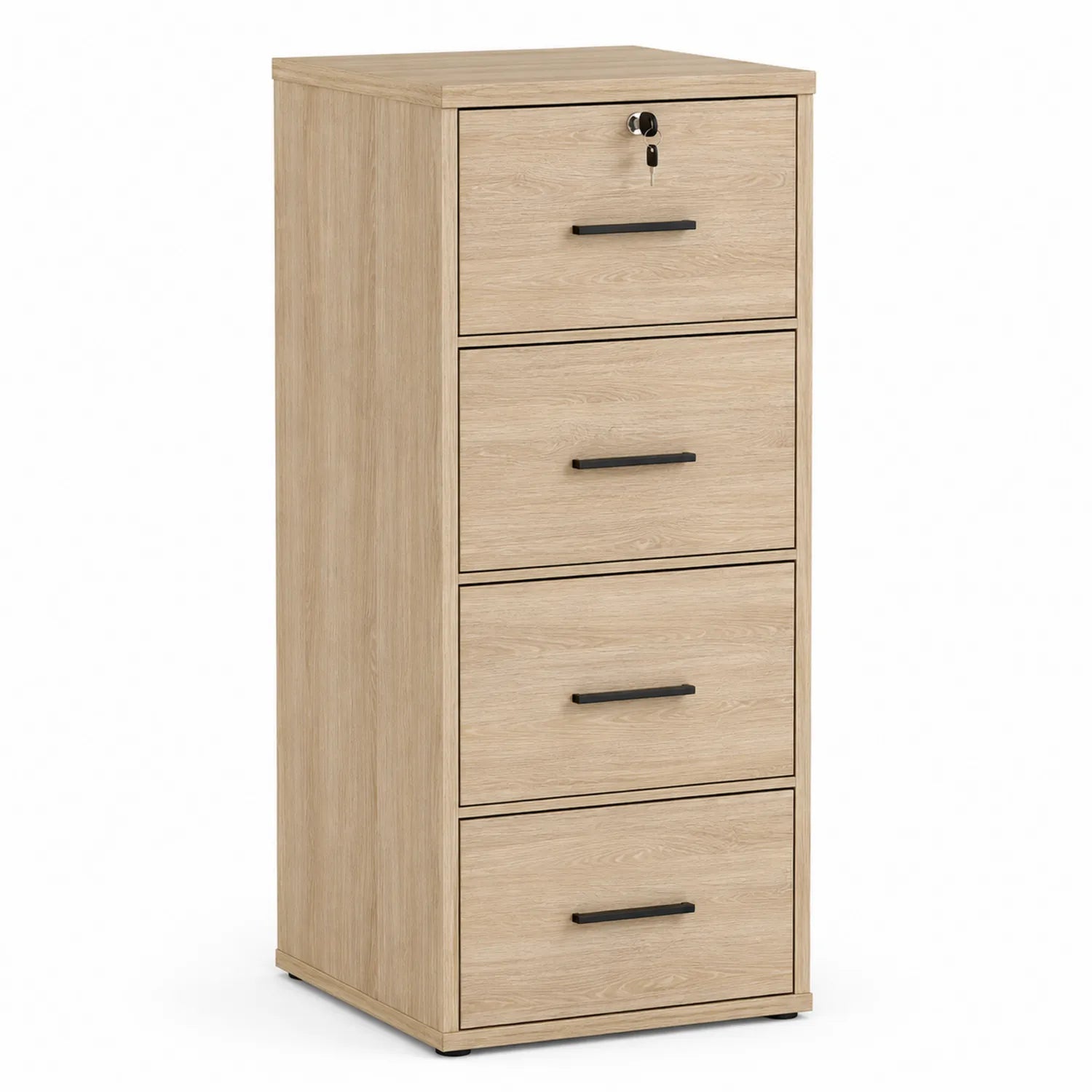 Archivo de Madera con 4 Cajones y Cerradura 136x45x60 cm Beige