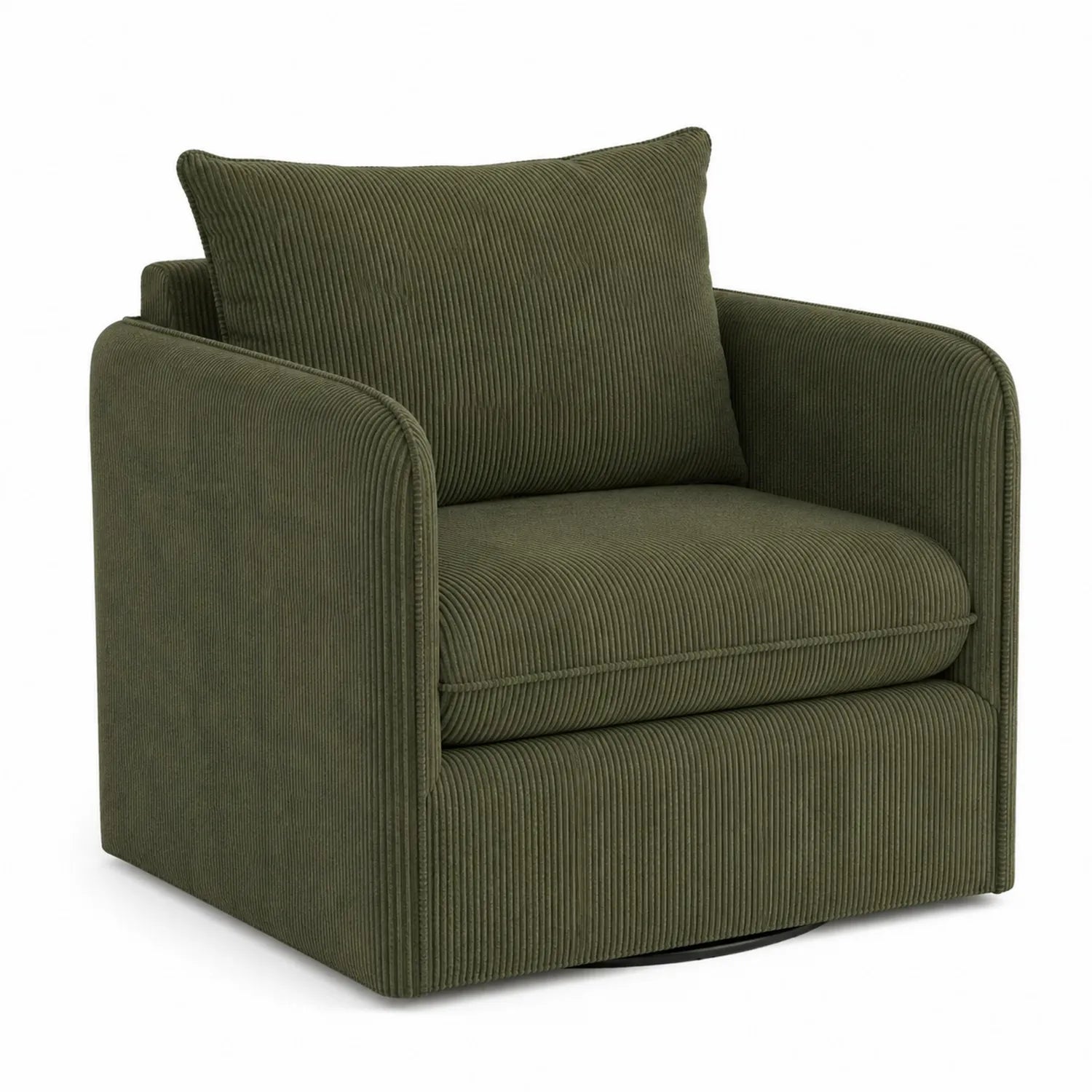 Sillón giratorio de pana verde oscuro 85x90x90 cm