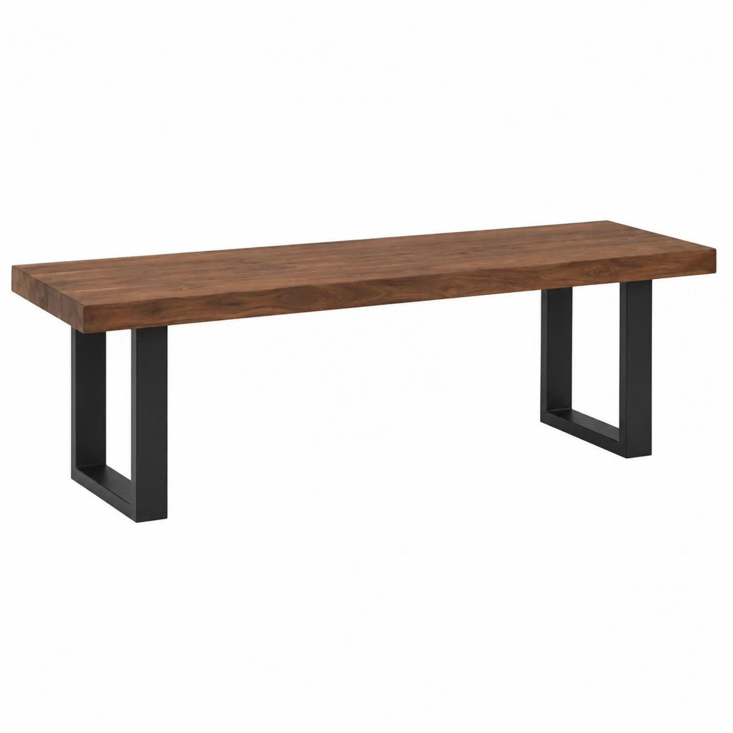 Banco de madera y metal con patas de acero negro 160x40x45 cm