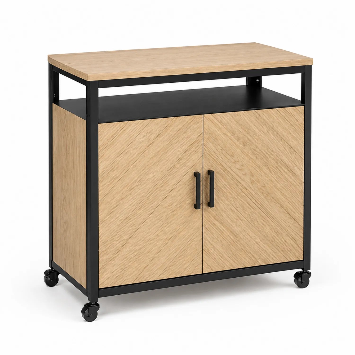 Mueble de Almacenamiento de MDF y Metal con Ruedas 80x40x90 cm