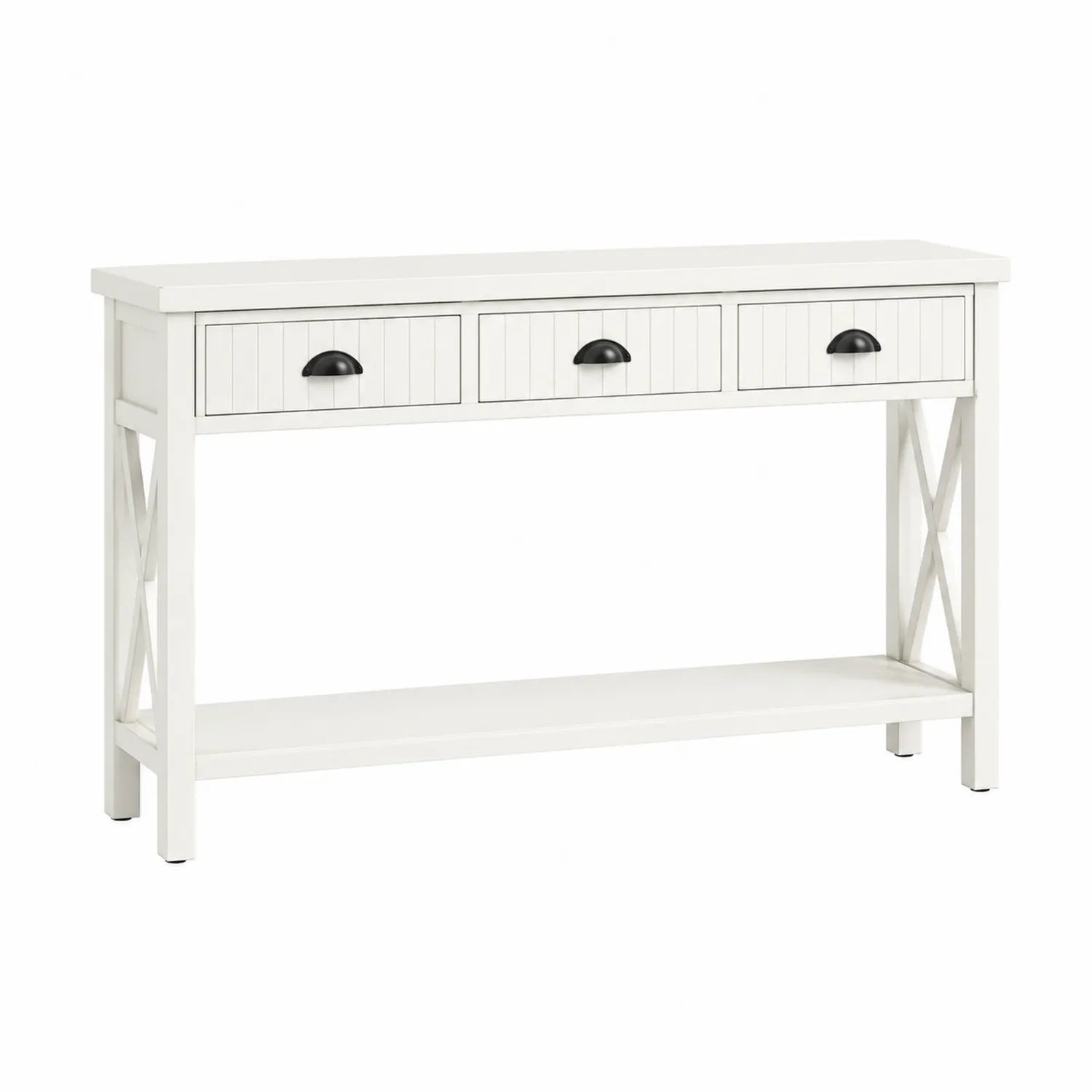 Mesa consola de madera con 3 cajones y estante inferior Blanco