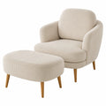 Sillón de pana beige con reposapiés