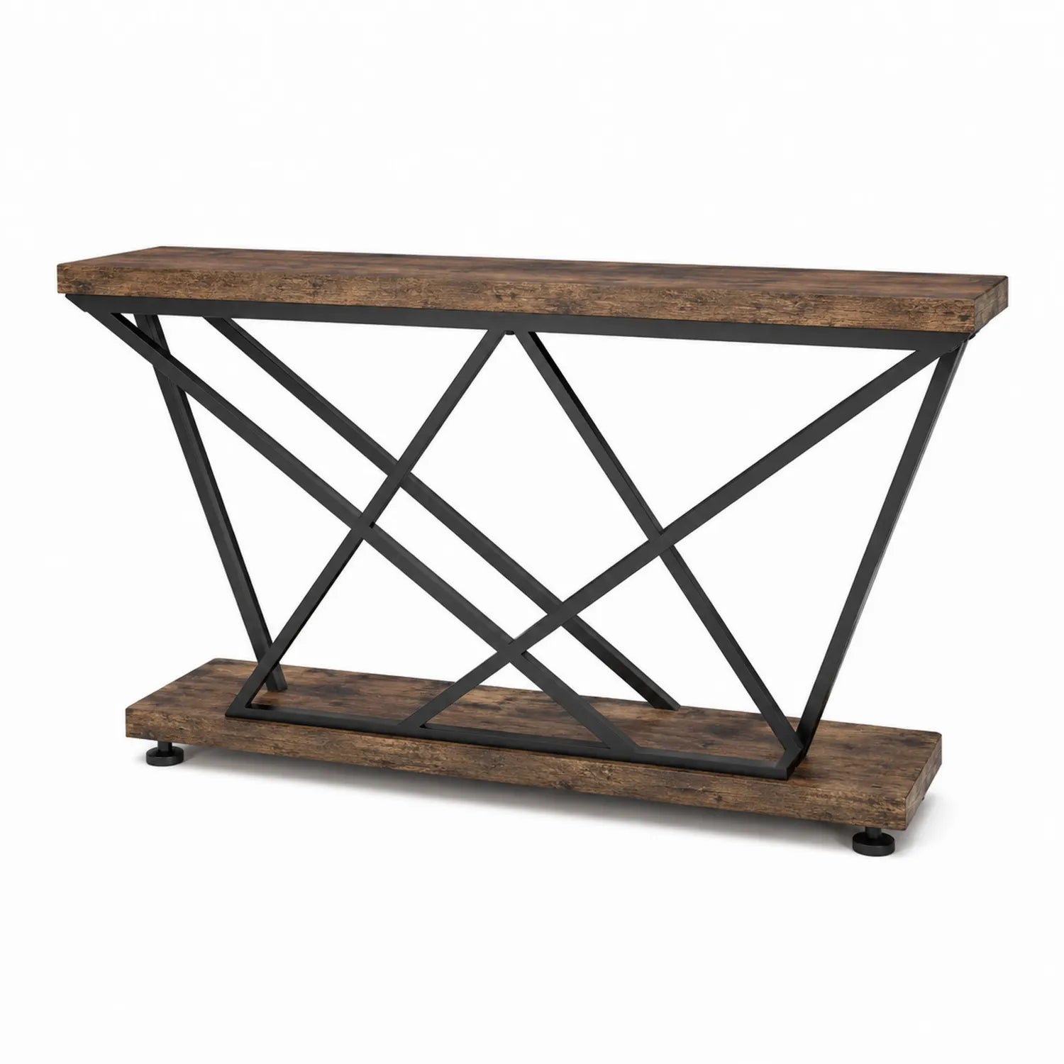 Mesa consola de madera y metal negro 120x30x80 cm
