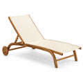 Tumbona de Madera de Teca y Textilene Crema 200x65x37 cm
