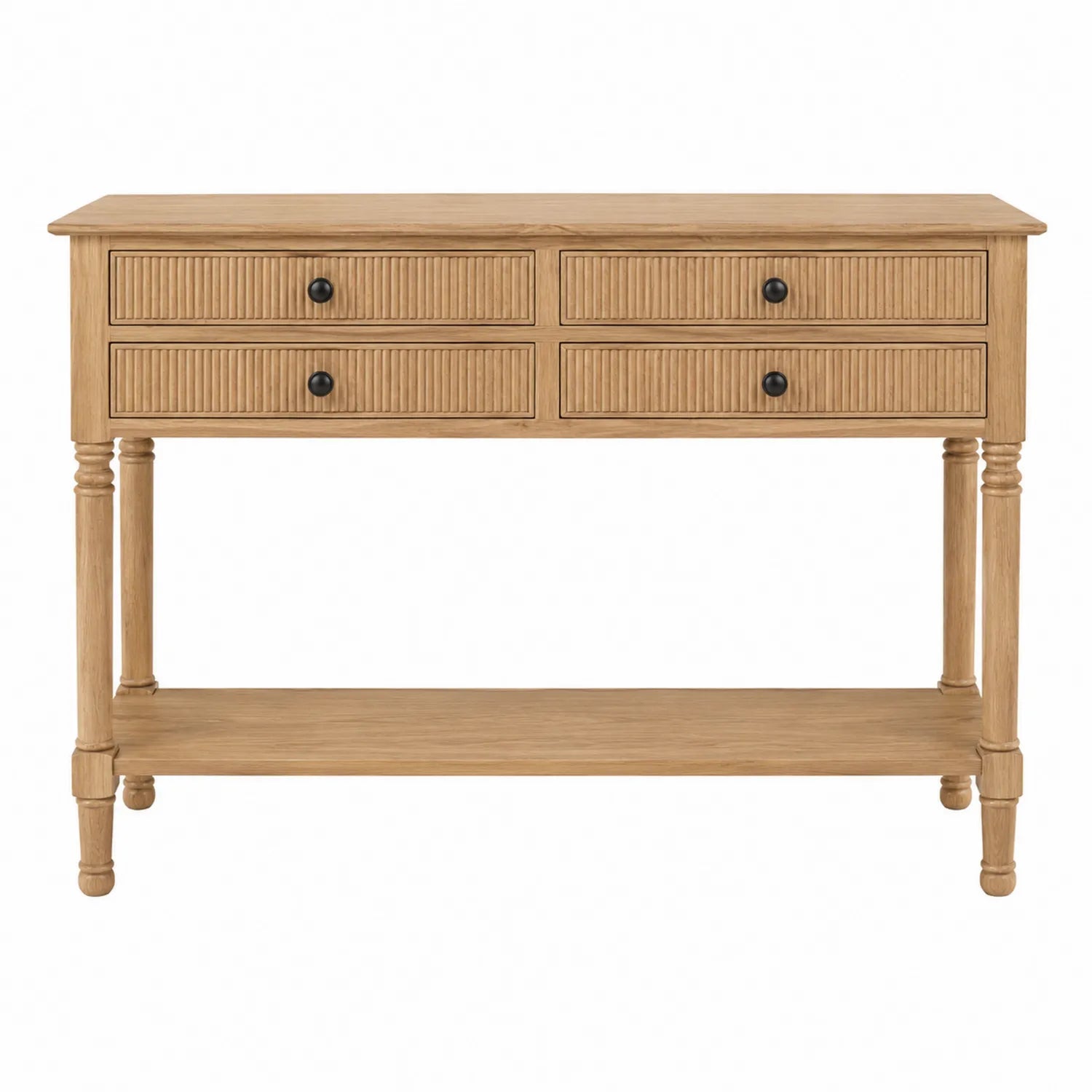 Mesa consola de madera con 4 cajones y estante inferior de roble