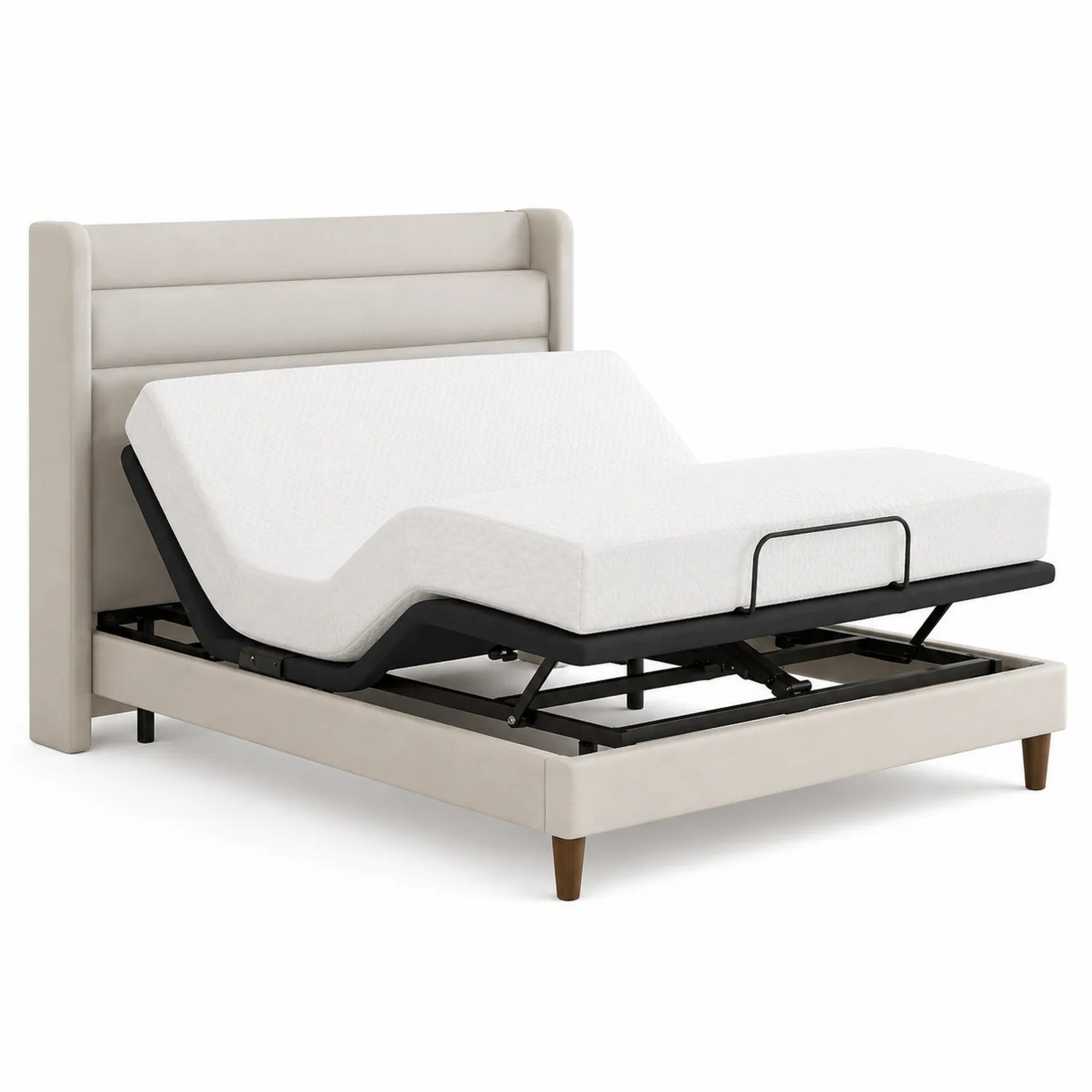 Cama eléctrica ajustable con colchón de espuma viscoelástica 200x150 cm Beige