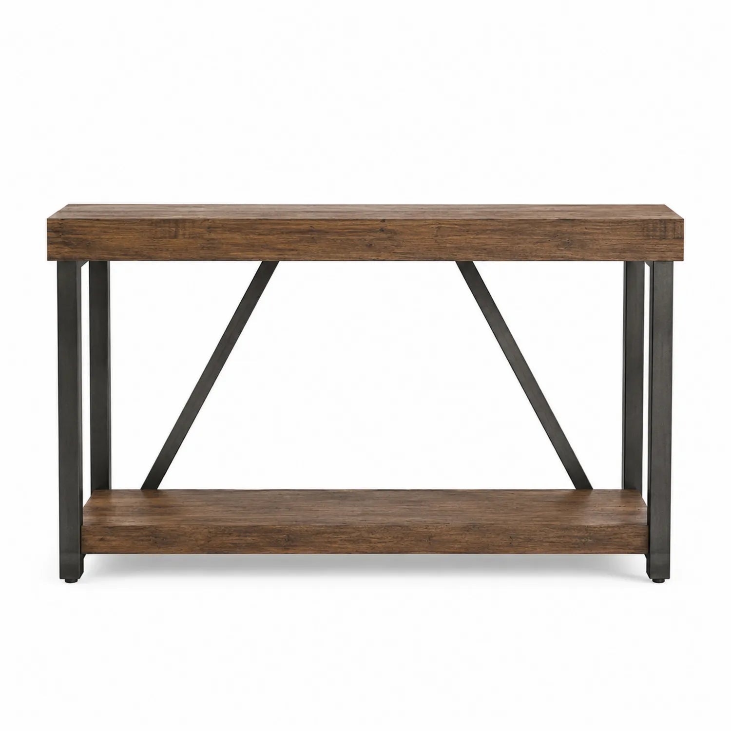 Mesa consola de madera maciza y metal marrón 120 cm