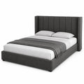 Cama tapizada de poliéster gris 200x160 cm