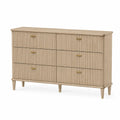 Cómoda de Madera de Roble Natural con 6 Cajones