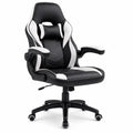 Silla ergonómica de PU, giratoria, negro y blanco
